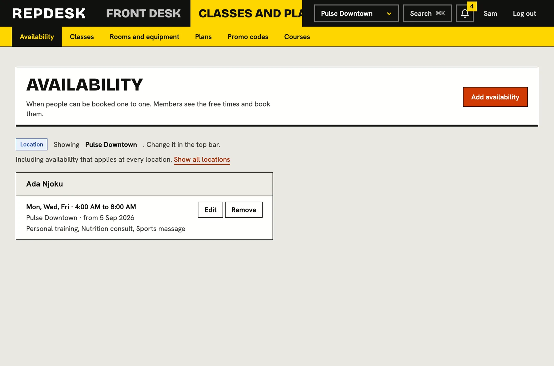 Availability you set once